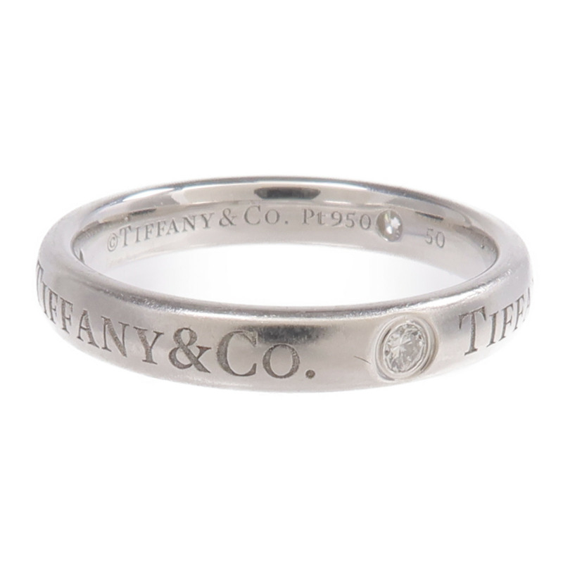 TIFFANY＆CO PT950鉑金T&Co Band Ring 3 Diamonds鑽石戒指-2