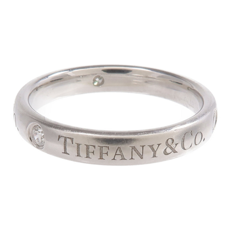TIFFANY＆CO PT950鉑金T&Co Band Ring 3 Diamonds鑽石戒指-3