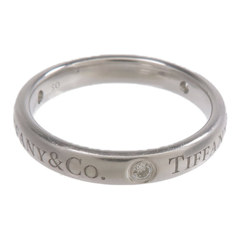 TIFFANY＆CO PT950鉑金T&Co Band Ring 3 Diamonds鑽石戒指-5