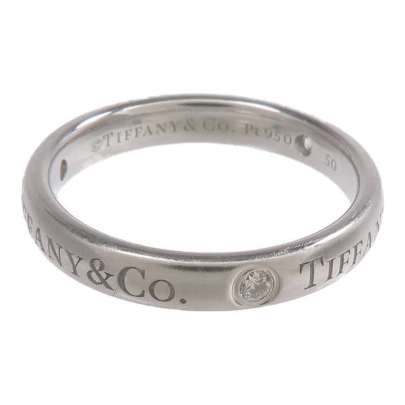 TIFFANY＆CO PT950鉑金T&Co Band Ring 3 Diamonds鑽石戒指-6