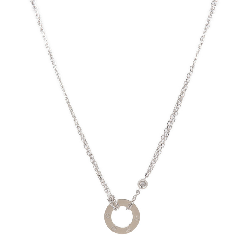 CARTIER 18K白金Love Necklace 2 Diamonds鑽石項鍊-1