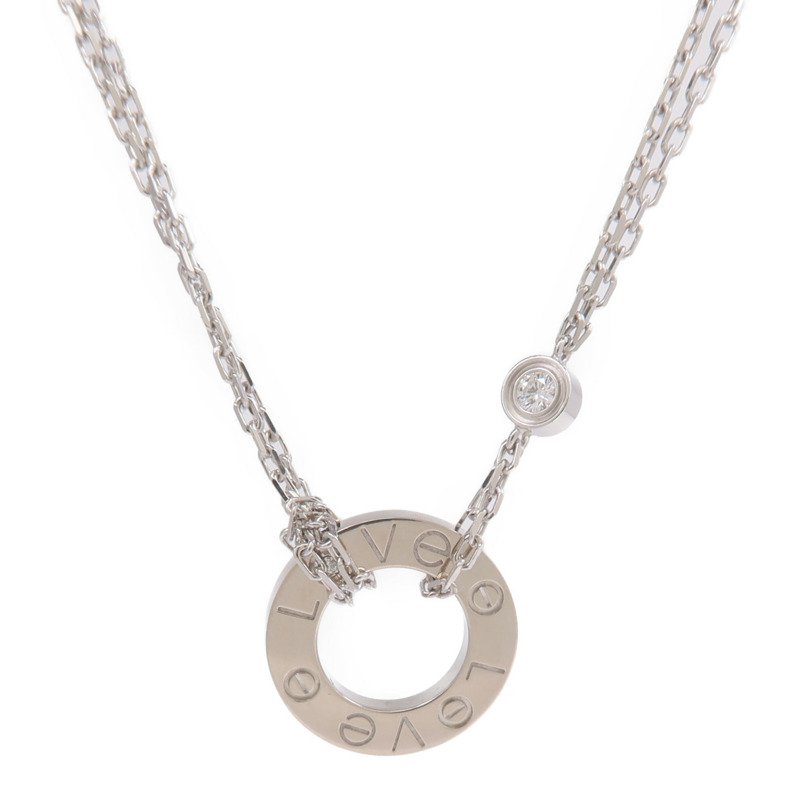 CARTIER 18K白金Love Necklace 2 Diamonds鑽石項鍊-2