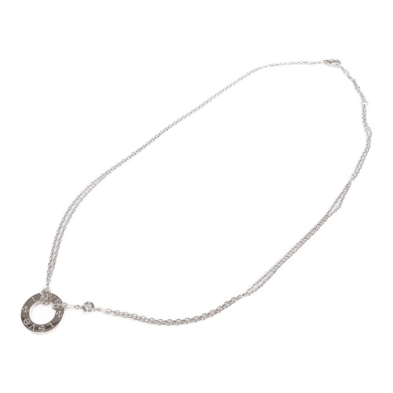 CARTIER 18K白金Love Necklace 2 Diamonds鑽石項鍊-3