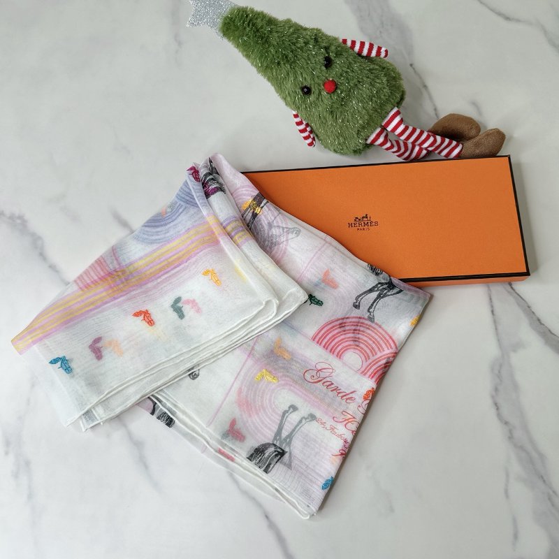 HERMES 全新Garde-Robe Pop輕薄絲巾-0