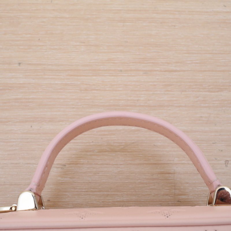 LOUIS VUITTON 粉色牛皮金扣晶片VanityFlowerRing化妝包小號肩背包-2