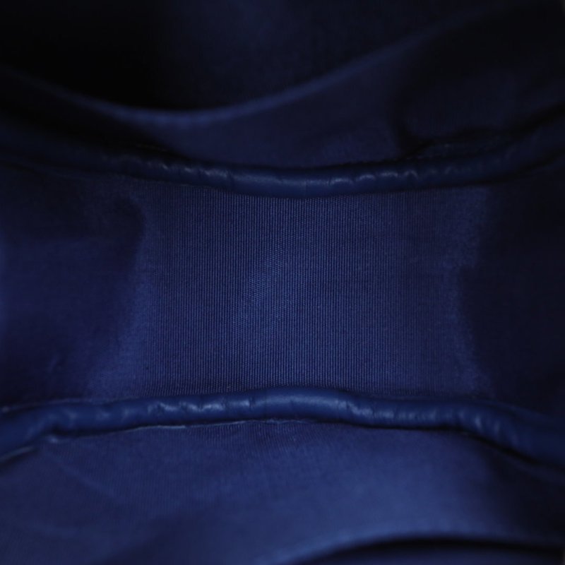 CHANEL 19BAG小圓餅包藍色毛絨30開金銀扣肩背包-2