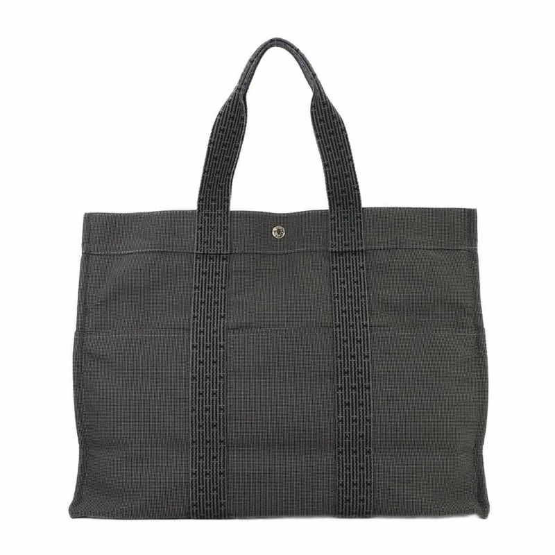 愛馬仕 Herline GM 手提包，帆布材質，灰色，銀色五金配件-0