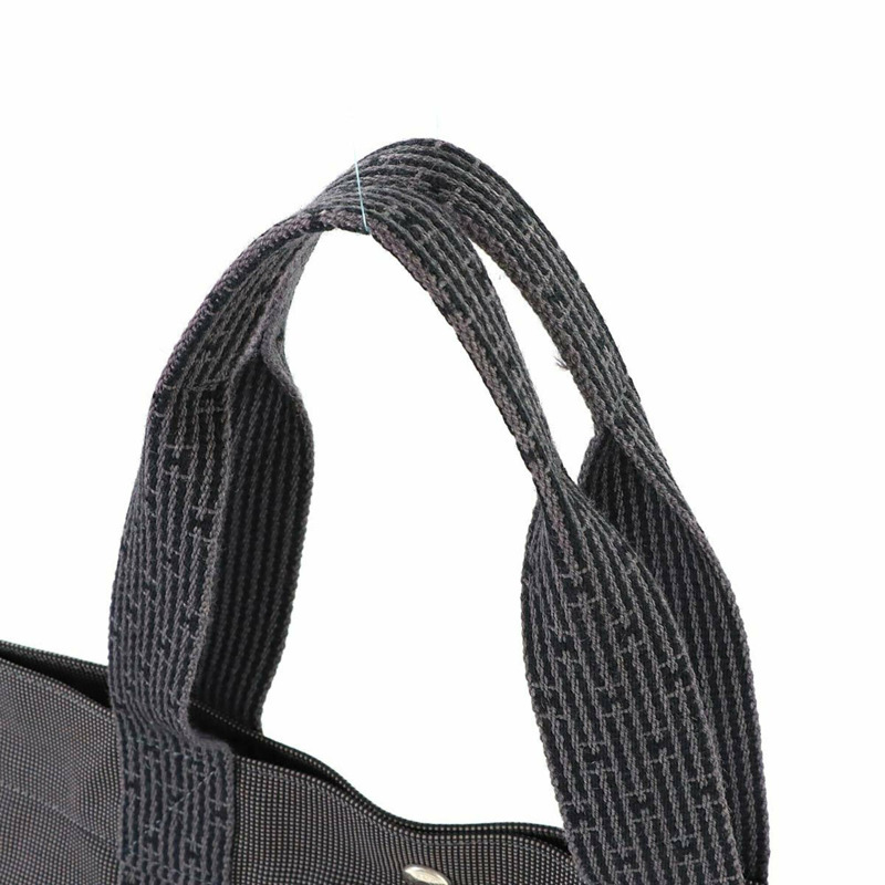 愛馬仕 Herline GM 手提包，帆布材質，灰色，銀色五金配件-7