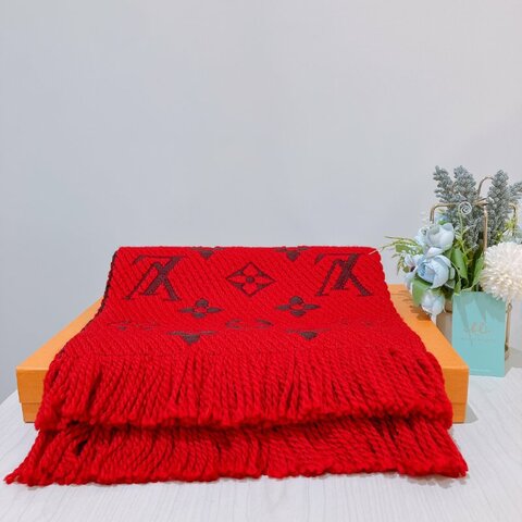 TK2005 Louis Vuitton  路易威登大花紋圍巾Wool Logomania Scarf Red 175 x 30cm