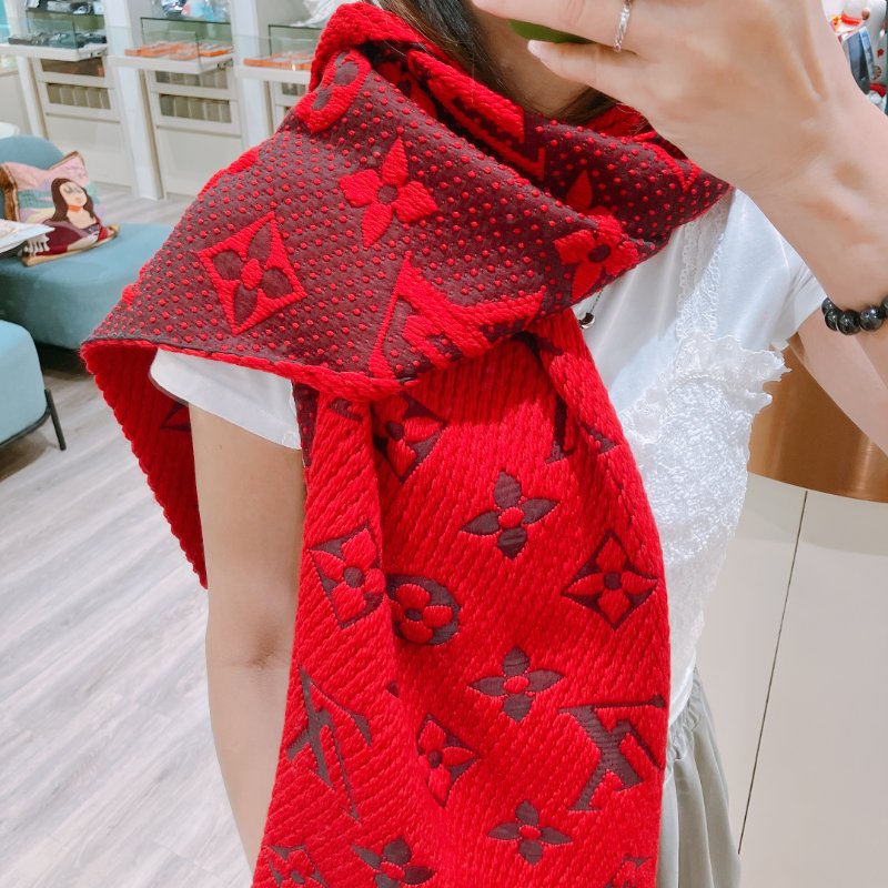 TK2005 Louis Vuitton  路易威登大花紋圍巾Wool Logomania Scarf Red 175 x 30cm-1