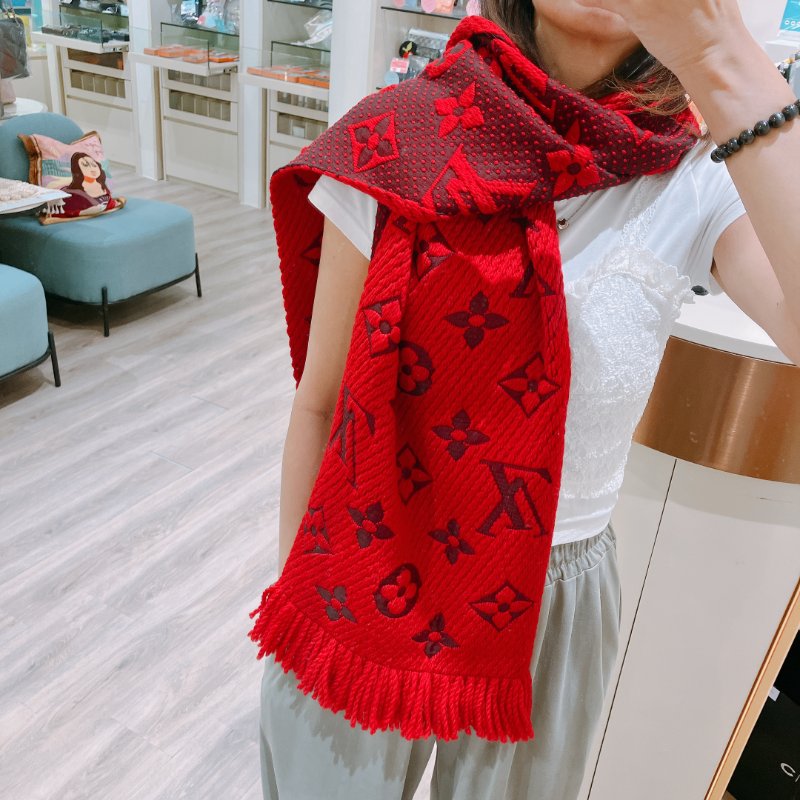TK2005 Louis Vuitton  路易威登大花紋圍巾Wool Logomania Scarf Red 175 x 30cm-2