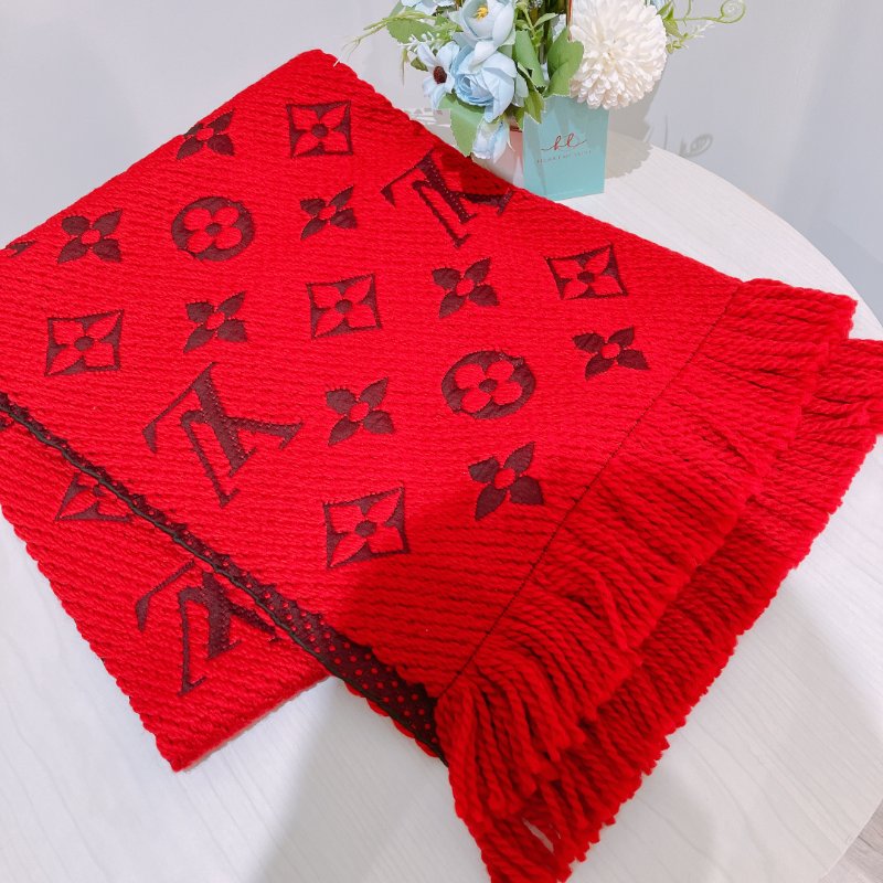 TK2005 Louis Vuitton  路易威登大花紋圍巾Wool Logomania Scarf Red 175 x 30cm-3