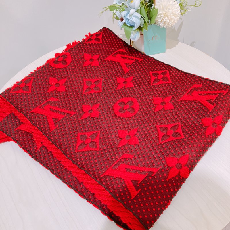 TK2005 Louis Vuitton  路易威登大花紋圍巾Wool Logomania Scarf Red 175 x 30cm-5