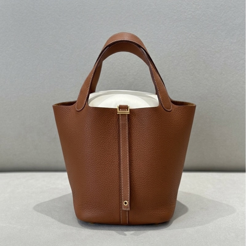 愛馬仕/Hermes Picotin Lock 金棕 牛皮金扣  尺寸：22×17×21cm  百年經典 D刻-4