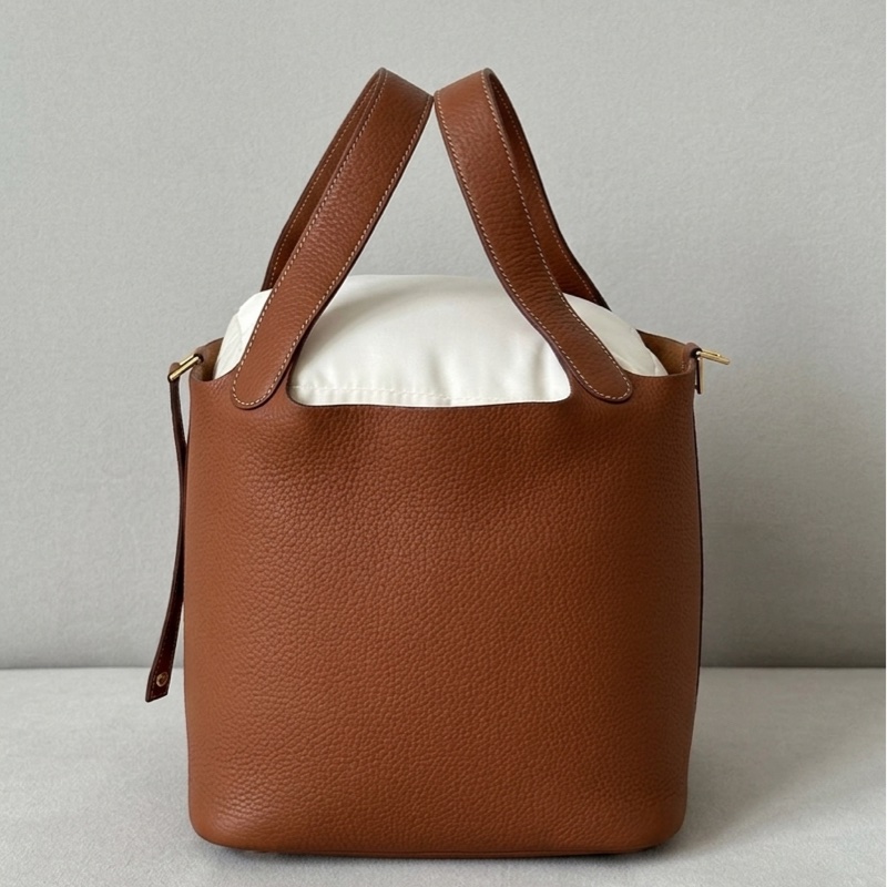 愛馬仕/Hermes Picotin Lock 金棕 牛皮金扣  尺寸：22×17×21cm  百年經典 D刻-5