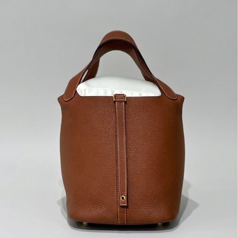 愛馬仕/Hermes Picotin Lock 金棕 牛皮金扣  尺寸：22×17×21cm  百年經典 D刻-6