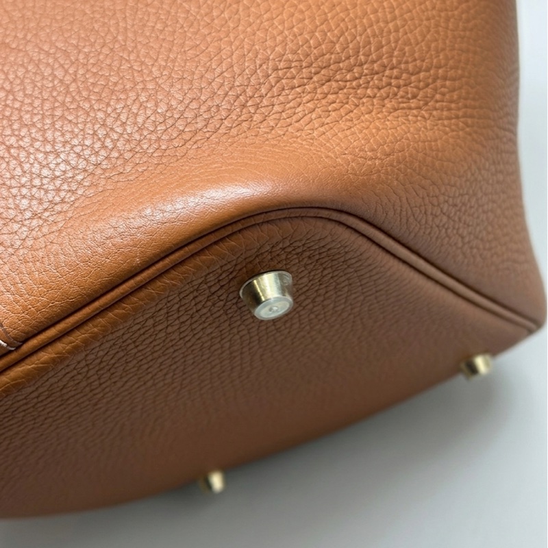 愛馬仕/Hermes Picotin Lock 金棕 牛皮金扣  尺寸：22×17×21cm  百年經典 D刻-14