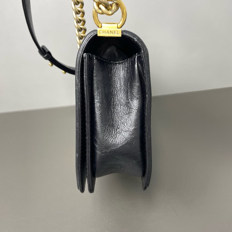 香奈兒/Chanel Leboy 宮廷繫列經典菱格紋 黑金牛皮 鏈條肩背斜背包-2