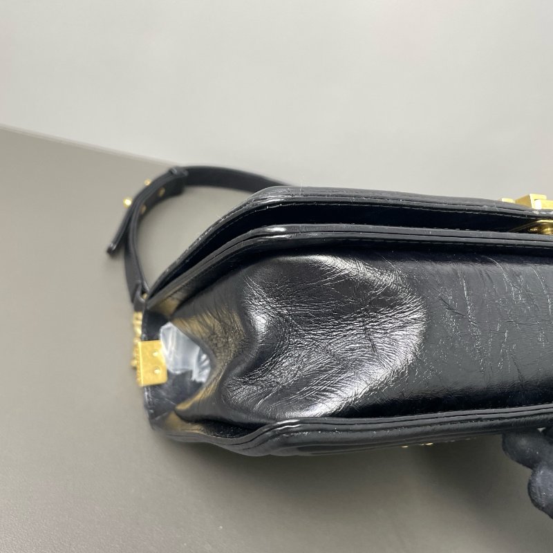 香奈兒/Chanel Leboy 宮廷繫列經典菱格紋 黑金牛皮 鏈條肩背斜背包-4