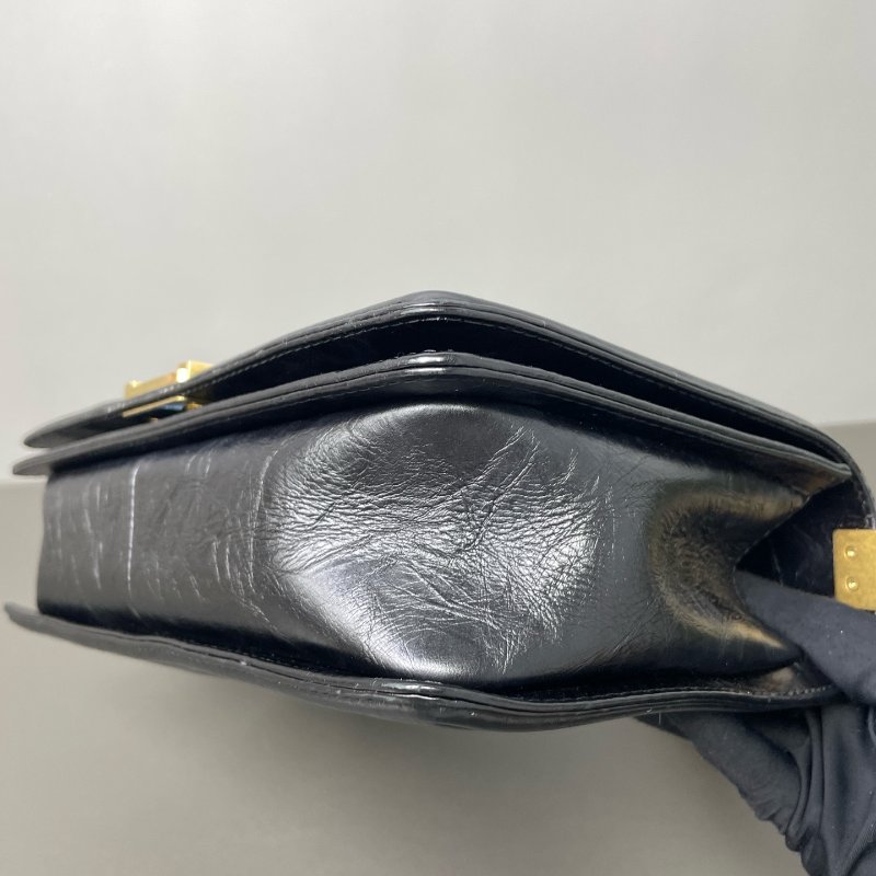 香奈兒/Chanel Leboy 宮廷繫列經典菱格紋 黑金牛皮 鏈條肩背斜背包-5