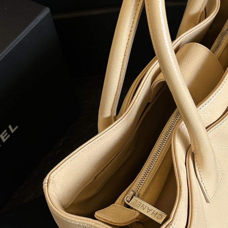 香奈兒/Chanel 米色銀扣cerf托特包 卡標全有內袋 13開 35cm×24cm-6