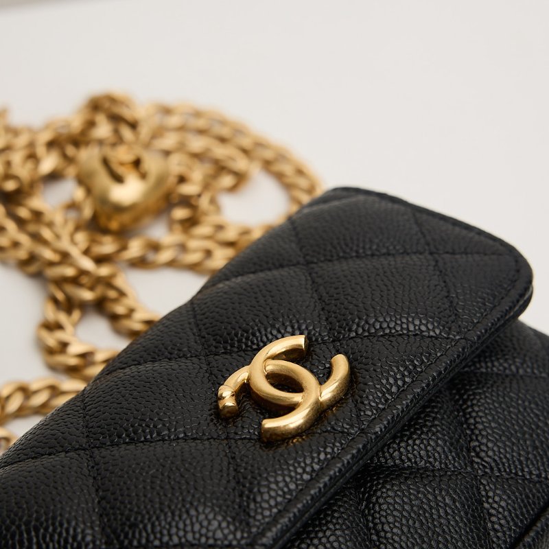 二手Chanel 愛心金球mini小包/黑金牛-4