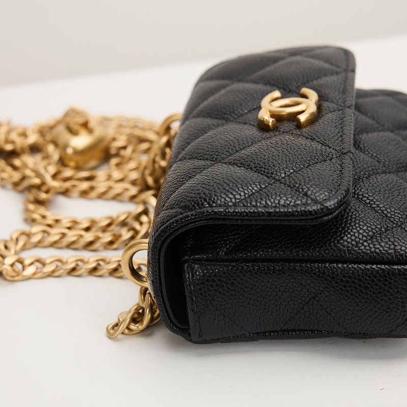 二手Chanel 愛心金球mini小包/黑金牛-5