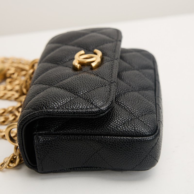 二手Chanel 愛心金球mini小包/黑金牛-6