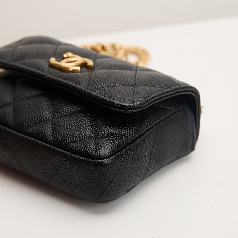 二手Chanel 愛心金球mini小包/黑金牛-7