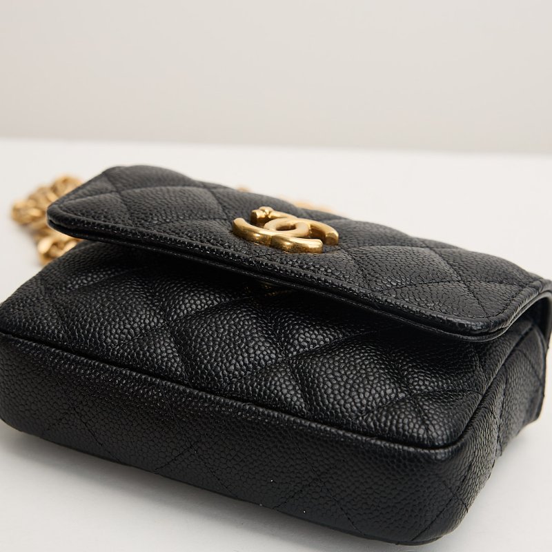 二手Chanel 愛心金球mini小包/黑金牛-8