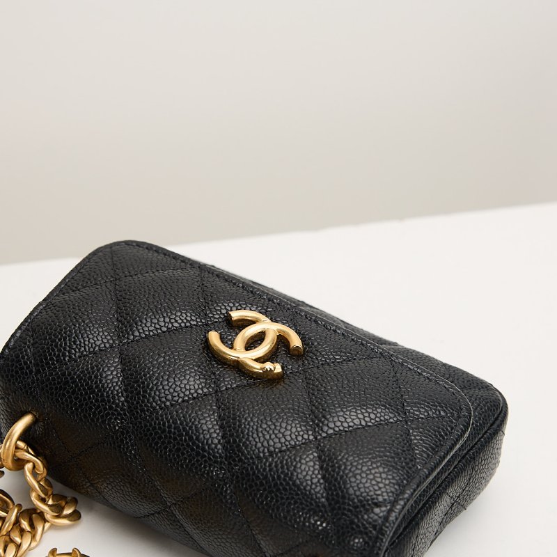 二手Chanel 愛心金球mini小包/黑金牛-10