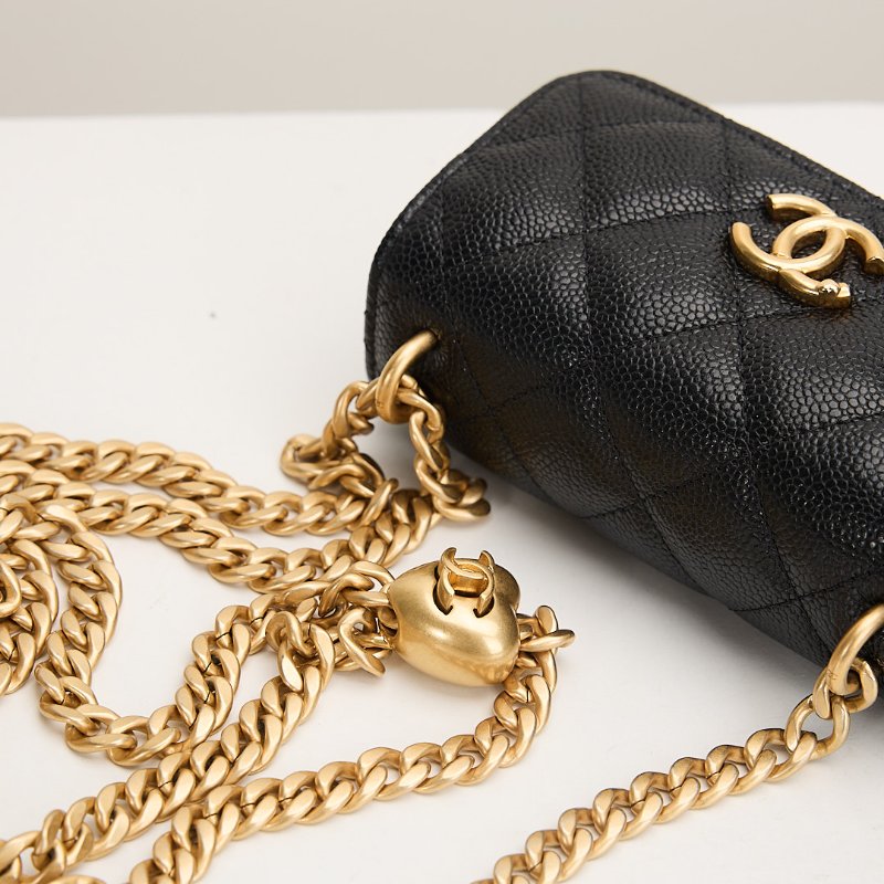 二手Chanel 愛心金球mini小包/黑金牛-11