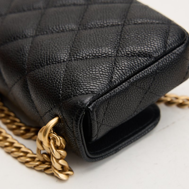 二手Chanel 愛心金球mini小包/黑金牛-13