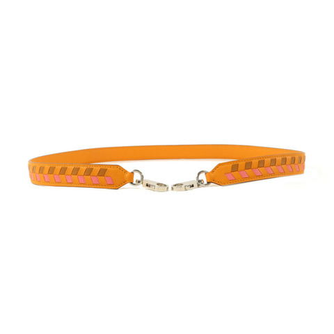 HERMES Epsom皮革Tressage Bag Strap肩背帶Orange