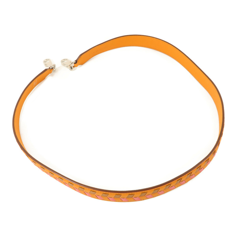 HERMES Epsom皮革Tressage Bag Strap肩背帶Orange-2