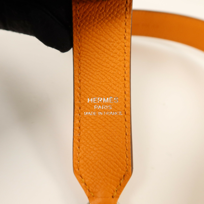 HERMES Epsom皮革Tressage Bag Strap肩背帶Orange-4