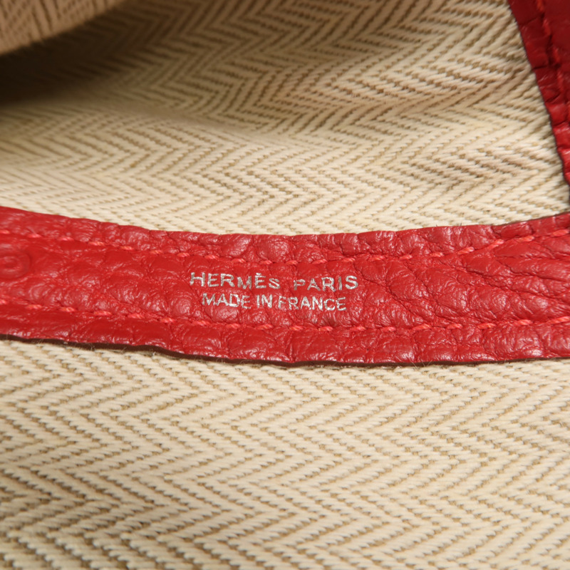 HERMES Country皮革Garden Party PM手挽袋Rouge Piment-5