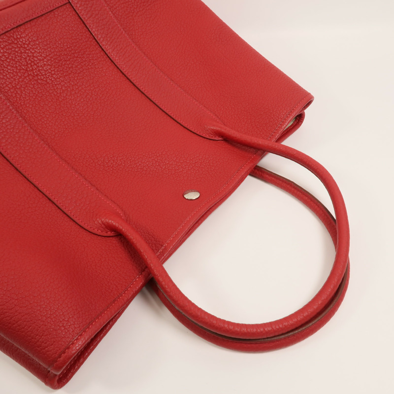 HERMES Country皮革Garden Party PM手挽袋Rouge Piment-7