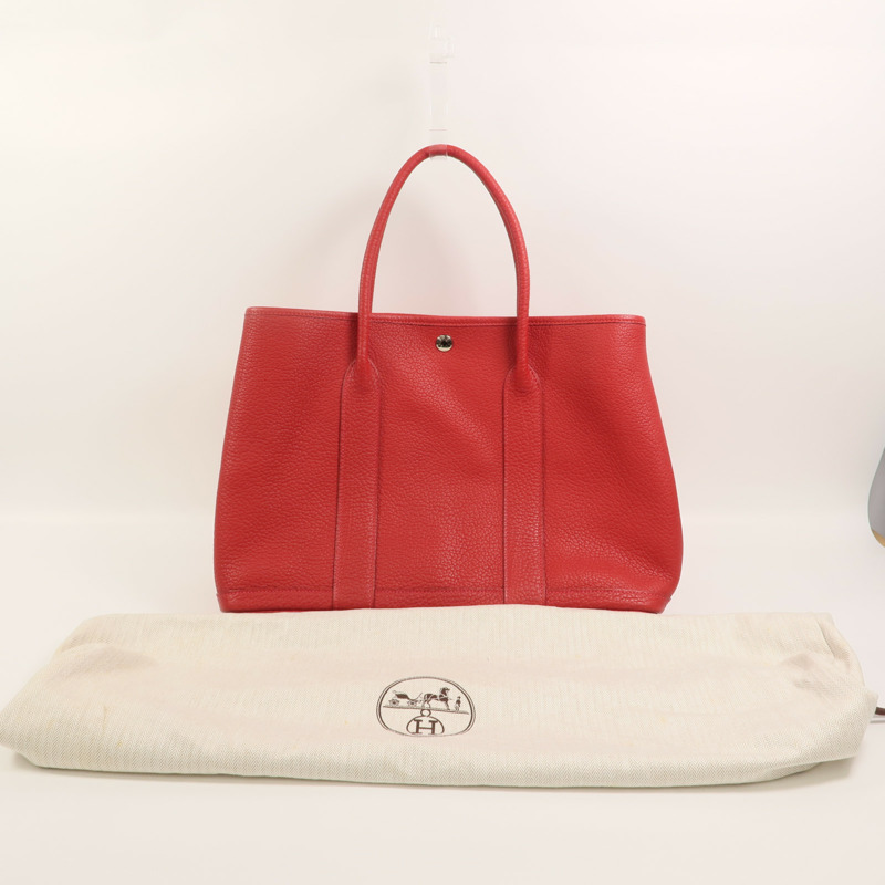 HERMES Country皮革Garden Party PM手挽袋Rouge Piment-8