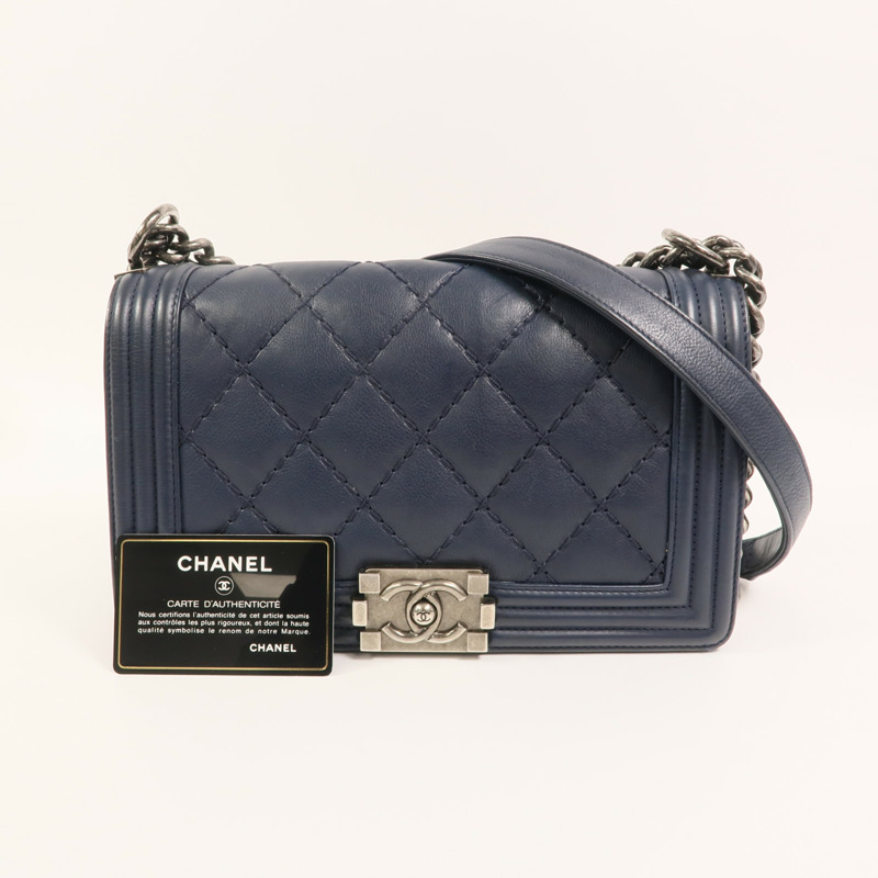 CHANEL 牛皮皮革Boy 25鏈帶肩背袋-11