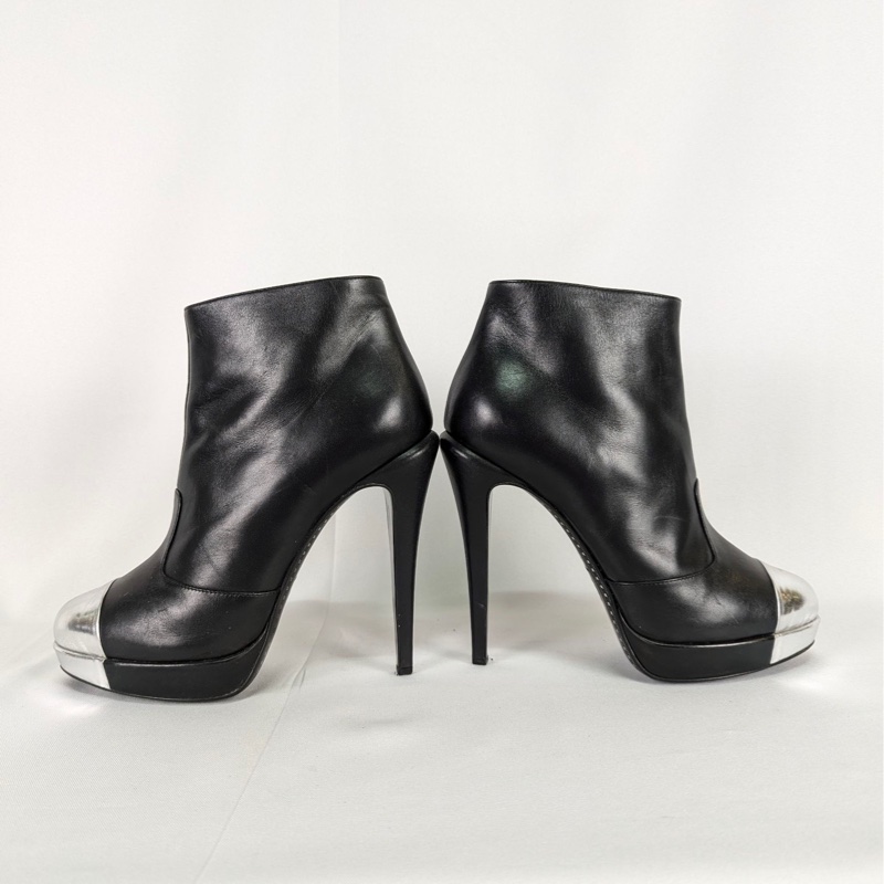 莉亞精品♡ CHANEL  銀頭側拉高跟鞋 #39 二手-3