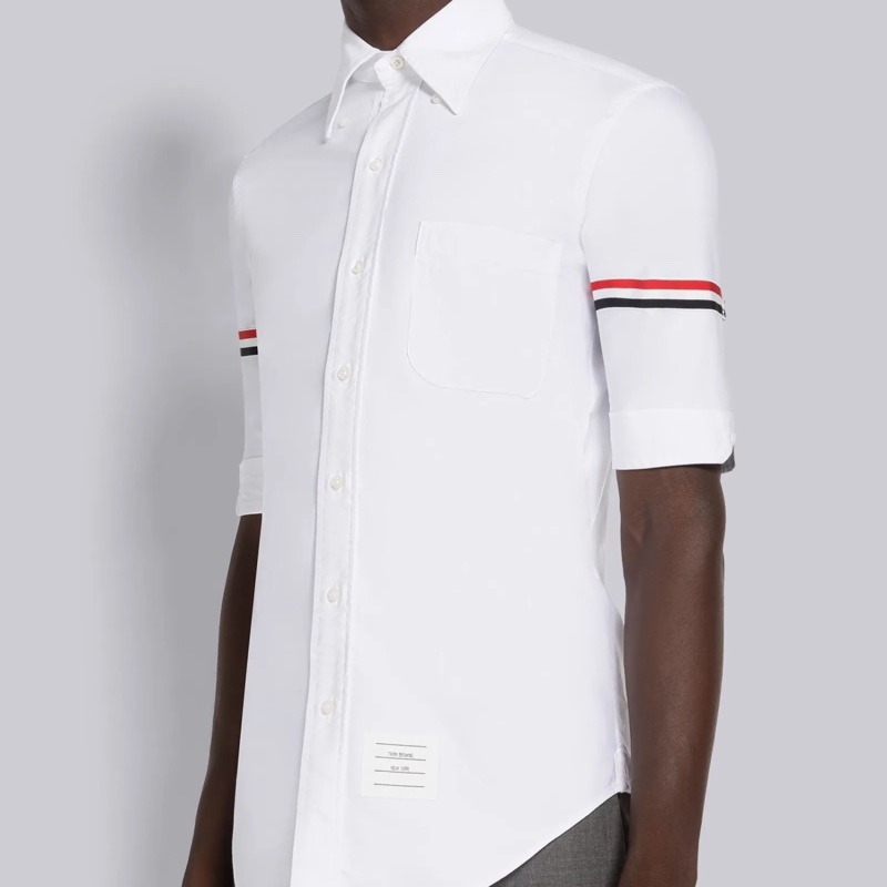 Thom Browne 男士 徽標條紋細節襯衫0 1 2 3 4 5碼-2