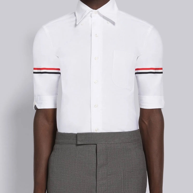 Thom Browne 男士 徽標條紋細節襯衫0 1 2 3 4 5碼-3