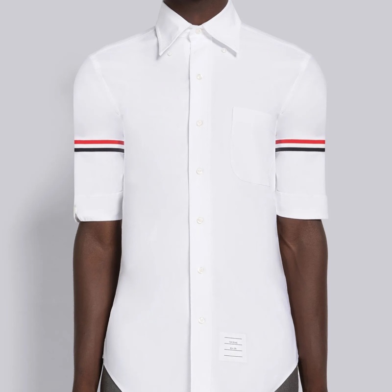 Thom Browne 男士 徽標條紋細節襯衫0 1 2 3 4 5碼-5