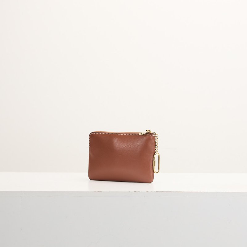 二手Celine 拉鍊鑰匙零錢包/棕-2