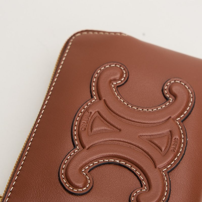 二手Celine 拉鍊鑰匙零錢包/棕-5