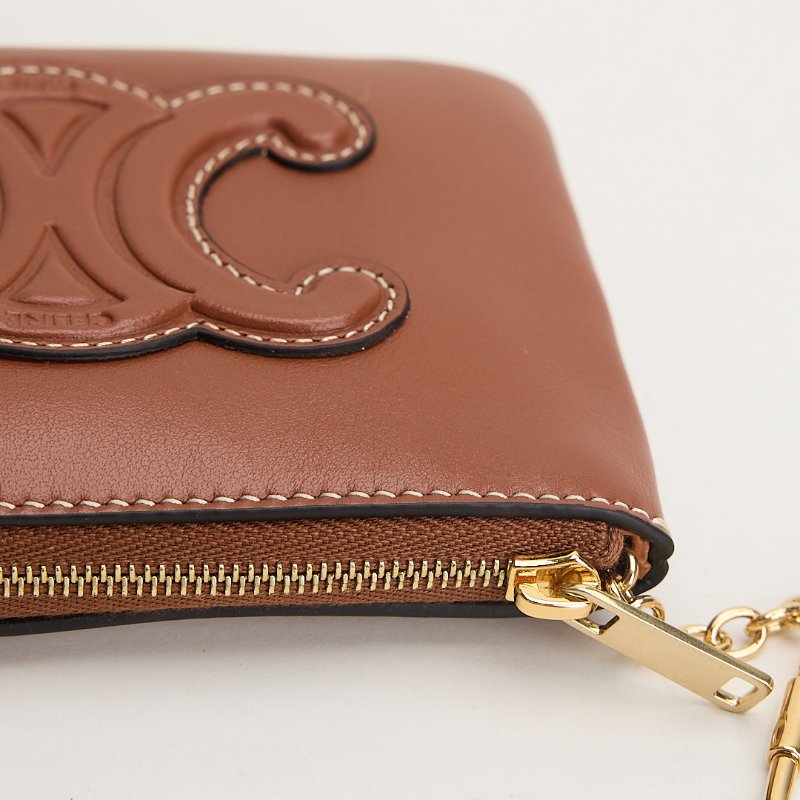 二手Celine 拉鍊鑰匙零錢包/棕-6