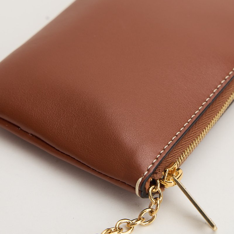 二手Celine 拉鍊鑰匙零錢包/棕-8