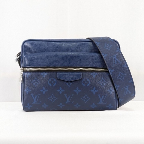莉亞精品♡ LV 藍老花拼皮郵差包 二手