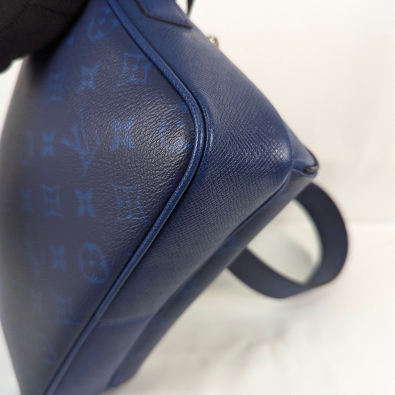 莉亞精品♡ LV 藍老花拼皮郵差包 二手-4